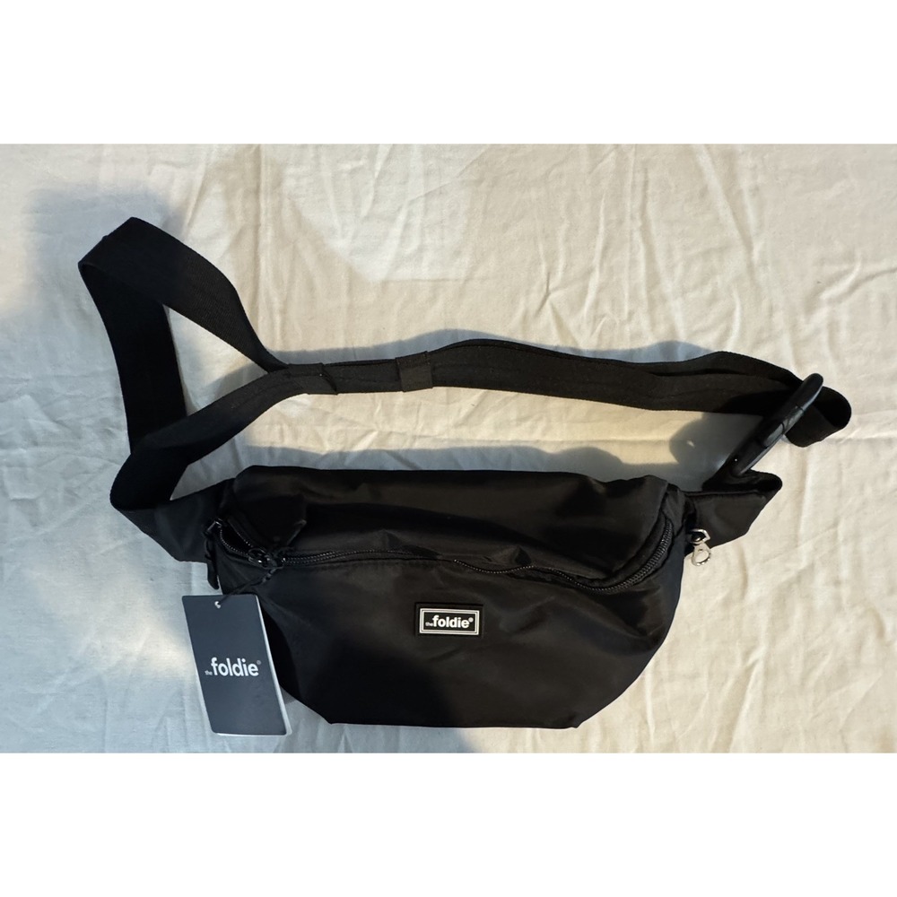 The Foldie Belt Bag Waist Fanny Pack Black Nylon Crossbody Travel RFID